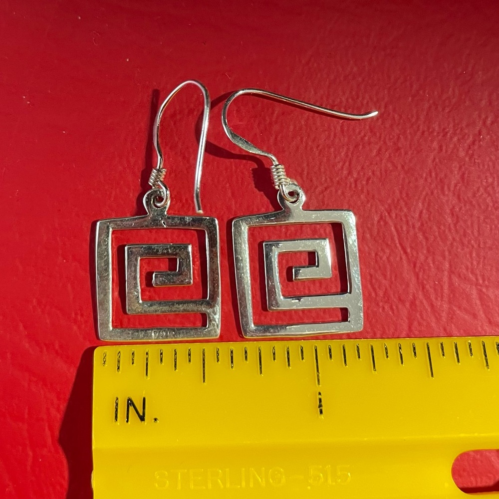 AeraVida Greek Key sterling silver (.925) dangle earrings, reduced $